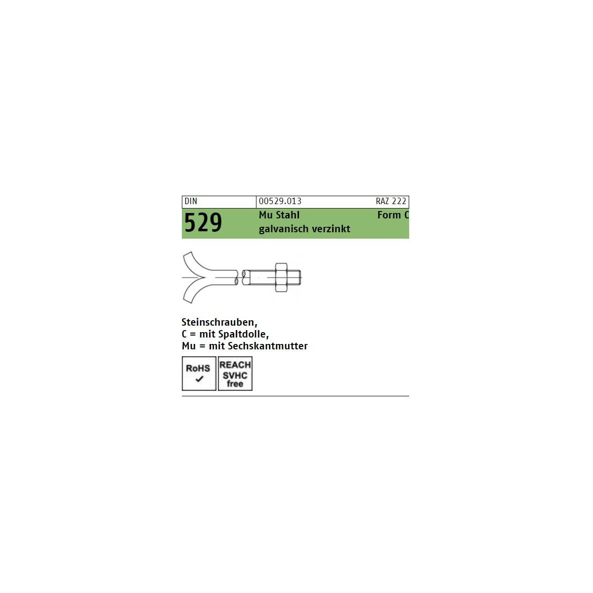 Steinschrauben DIN 529 - Form C - m.Mu - verzinkt 3.6, € 9,61