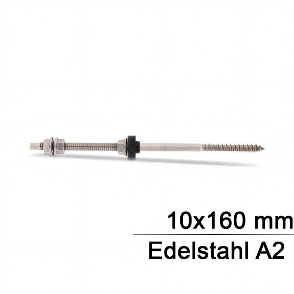 Stockschrauben M10x160 - montiert mit DIN 6923 + EPDM Dichtung 