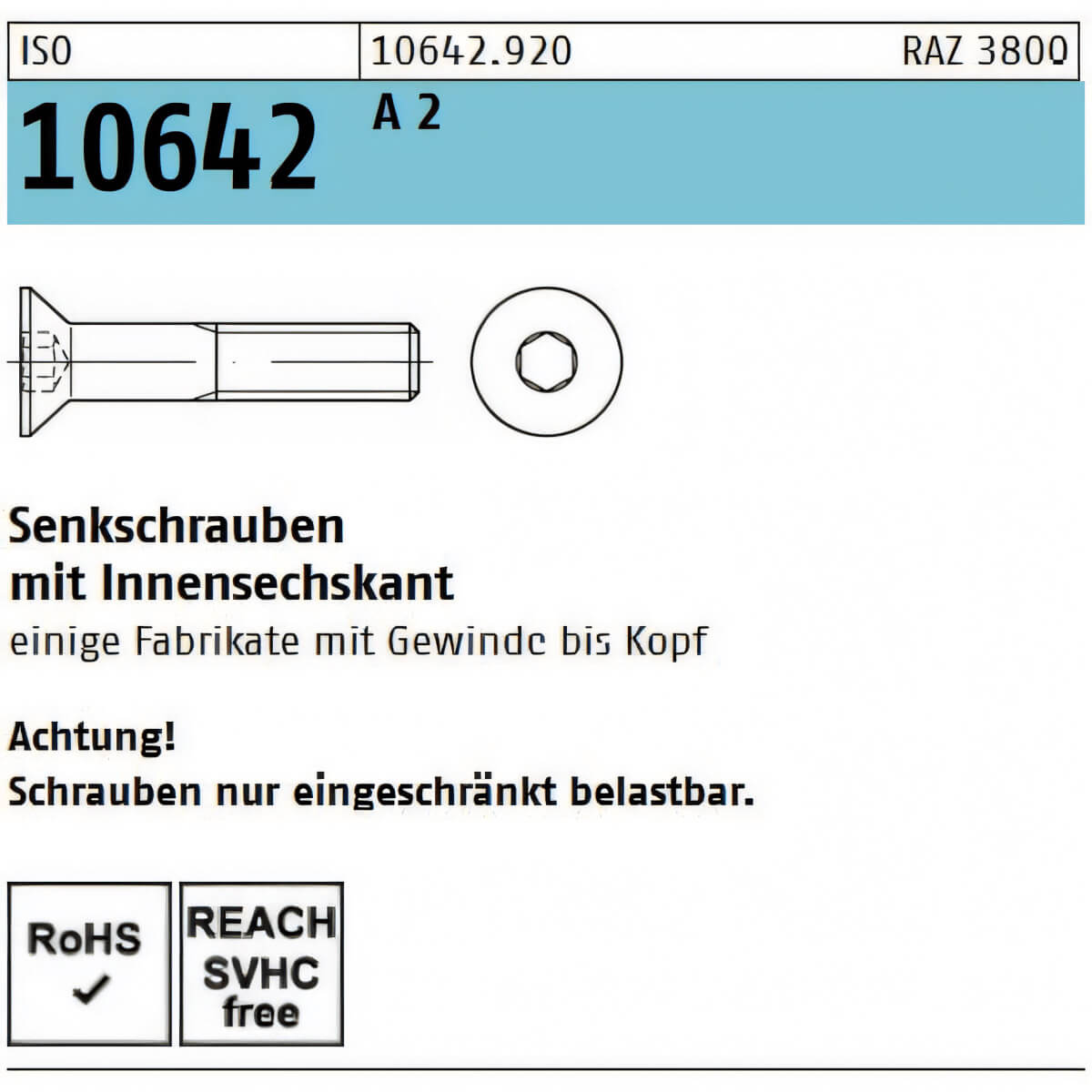 ISO 10642 - Senkschrauben Mit Innensechskant - Foto 4