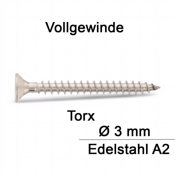 Spanplattenschrauben - 3 mm - Senkkopf - Torx -...