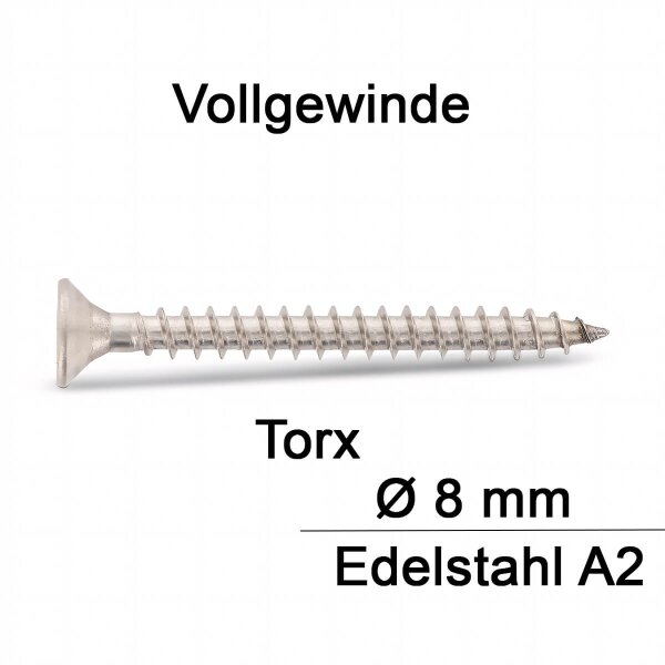 Spanplattenschrauben - 8 mm - Senkkopf - Torx -...