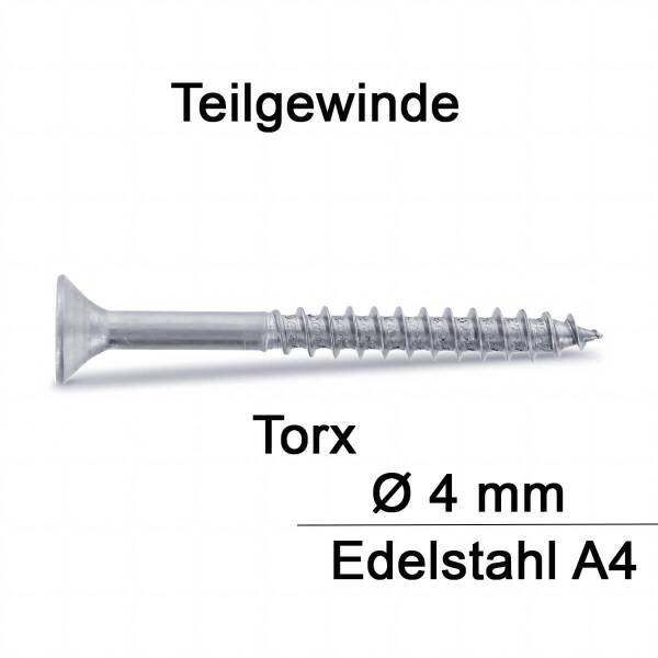 Spanplattenschrauben - 4 mm - Senkkopf - Torx -...