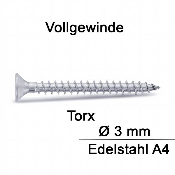 Spanplattenschrauben - 3 mm - Senkkopf - Torx -...