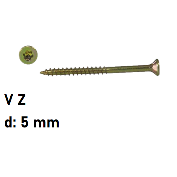 Spanplattenschrauben - 5 mm - Senkkopf - Torx -...