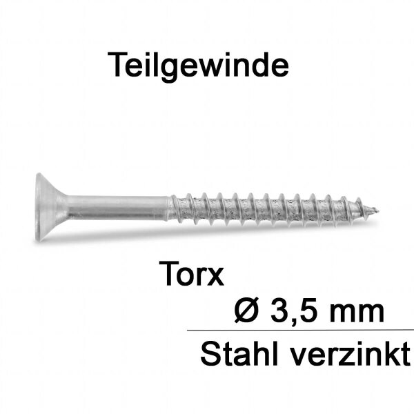 Spanplattenschrauben - 3,5 mm - Senkkopf - Torx -...