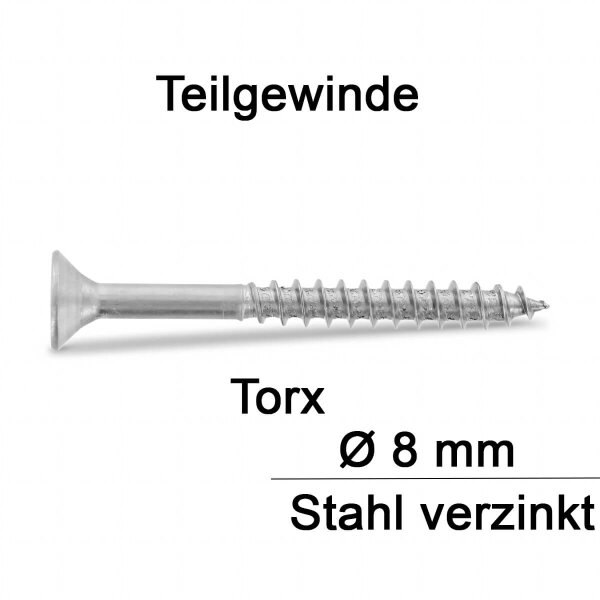 Spanplattenschrauben - 8 mm - Senkkopf - Torx -...