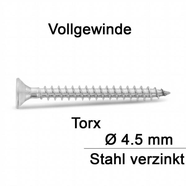 Spanplattenschrauben - 4,5 mm - Senkkopf - Torx -...