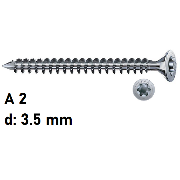 Spanplattenschrauben SPAX - A2 - SK - TX - VG - Ø...