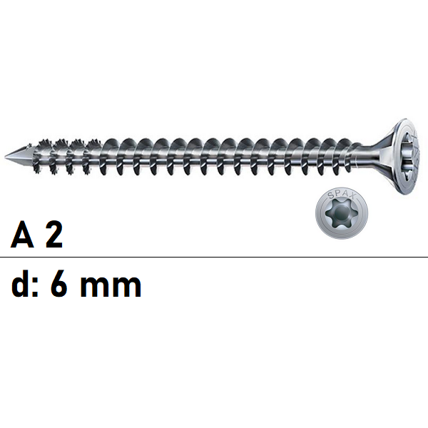 Spanplattenschrauben SPAX - 6 mm - Senkkopf - Torx -...