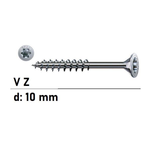 Spanplattenschrauben SPAX - 10 mm - Senkkopf - Torx -...