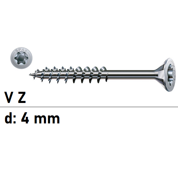 Spanplattenschrauben SPAX - 4 mm - Senkkopf - Torx -...