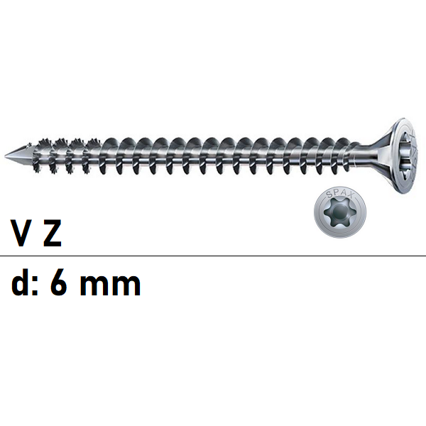 Spanplattenschrauben SPAX - 6 mm - Senkkopf - Torx -...