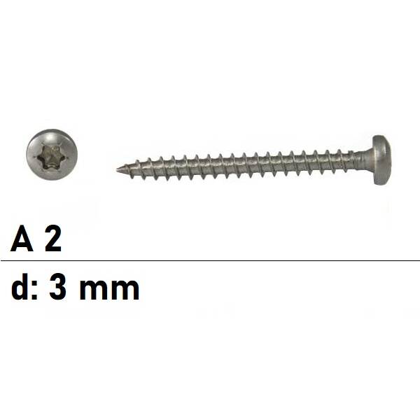Spanplattenschrauben - 3 mm - Rundkopf - Torx -...
