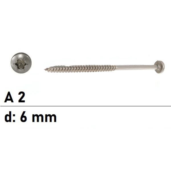 Spanplattenschrauben - 6 mm - Rundkopf - Torx -...
