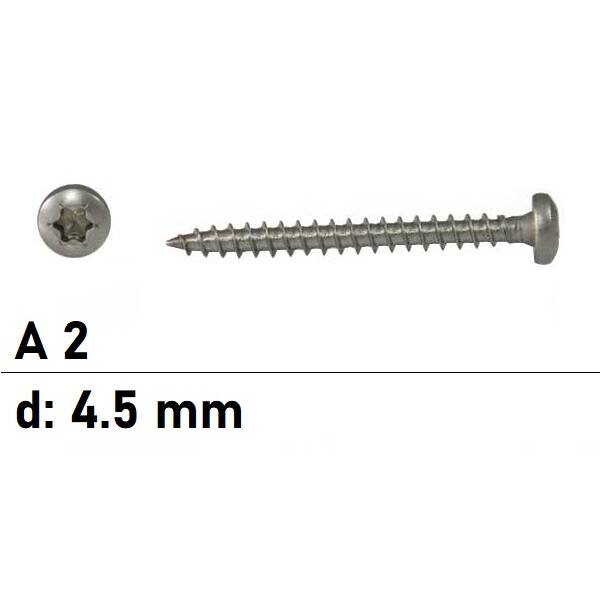 Spanplattenschrauben - 4,5 mm - Rundkopf - Torx -...
