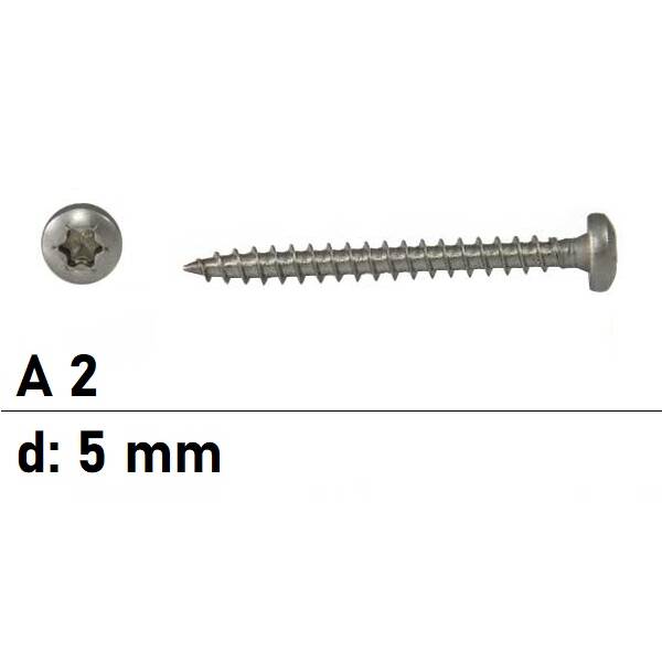 Spanplattenschrauben - 5 mm - Rundkopf - Torx -...