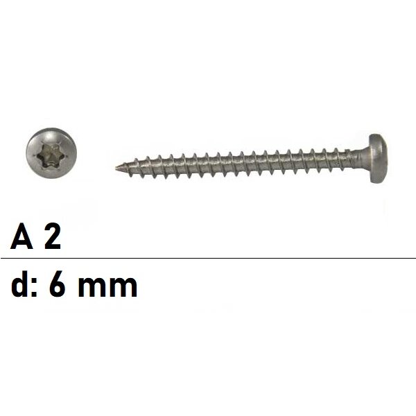 Spanplattenschrauben - 6 mm - Rundkopf - Torx -...