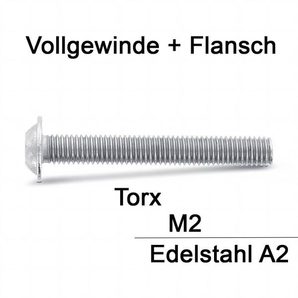 Linsenkopfschrauben ISO 7380 - M2 mit Flansch Linsenkopf Torx A2 